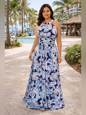 Lilly Pulitzer Martina Maxi “High Tide Navy Holy Flockamolie" print
